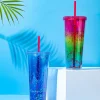 Borraccia Xl In Plastica Con Cannuccia Rainbow